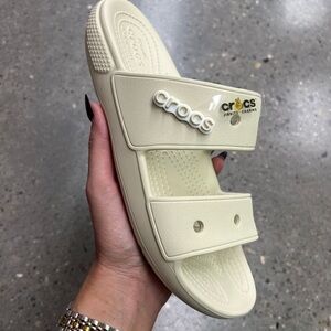 CROCS Women's Light Cream Slide Sandals